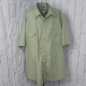 Wrangler Pearl Snap Green Short Sleeve Western Shirt‎ 3XL/XG/TG